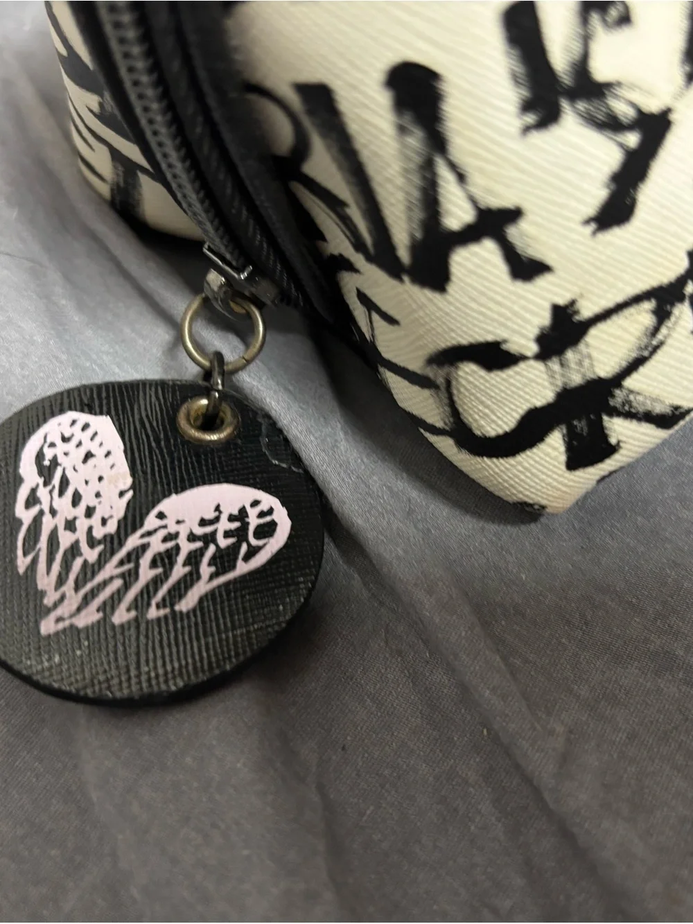 Victoria's Secret Black and White Graffiti Logo Cosmetic Bag